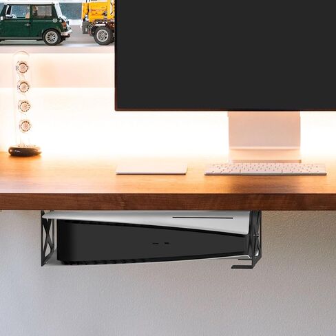 حامل Geekria تحت المكتب متوافق مع حامل وحدة التحكم Playstation 5، حامل من سبائك الألومنيوم مناسب لملحقات ألعاب أقراص PS5 (أسود) in Kuwait