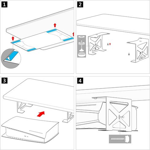 حامل Geekria تحت المكتب متوافق مع حامل وحدة التحكم Playstation 5، حامل من سبائك الألومنيوم مناسب لملحقات ألعاب أقراص PS5 (أسود) in Kuwait