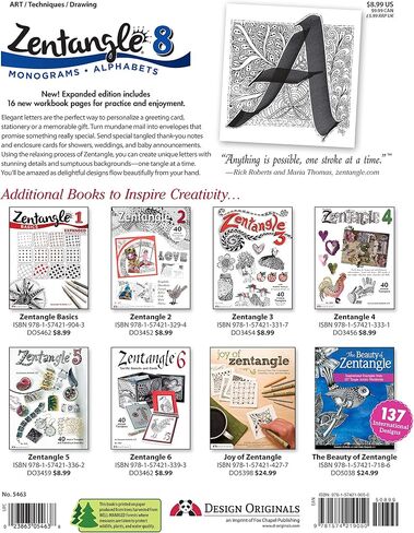 Zentangle 8, Expanded Workbook Edition: Monograms, Alphabets, and 40 All-New Tangles (Design Originals) How to Embellish Letters, Monograms, Cards, Stationery, Gifts, and More with Beautiful Designs in Saudi Arabia