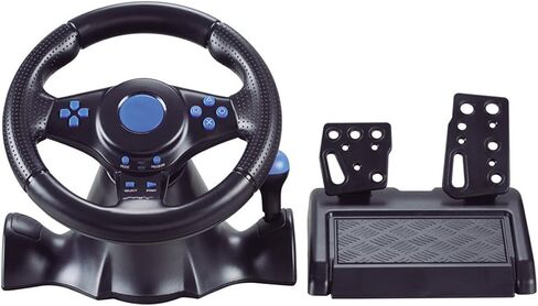 Driving Force Racing Wheel and Floor Pedals, 180° Rotation Gaming Steering Wheel, Dual Vibration Effect for PS3, for PS2, PC in Saudi Arabia