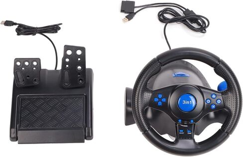 Driving Force Racing Wheel and Floor Pedals, 180° Rotation Gaming Steering Wheel, Dual Vibration Effect for PS3, for PS2, PC in Saudi Arabia