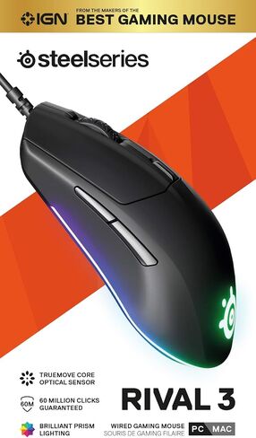 SteelSeries Rival 3 - ماوس الألعاب - مستشعر بصري TrueMove Core 8,500 CPI - 6 أزرار قابلة للبرمجة - أزرار تشغيل منفصلة in Saudi Arabia