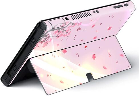 PlayVital Full Set Protective Stickers for Nintendo Switch OLED Model, Customized Vinyl Decal Skins for Switch OLED Console & Joycon & Dock & Grip - Cherry Blossoms Petals in Kuwait