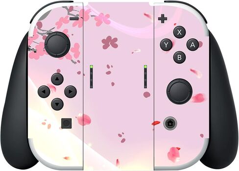 PlayVital Full Set Protective Stickers for Nintendo Switch OLED Model, Customized Vinyl Decal Skins for Switch OLED Console & Joycon & Dock & Grip - Cherry Blossoms Petals in Kuwait