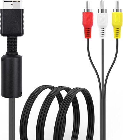 Arzweyk 6FT PS2 PS3 كابل فيديو صوتي، RCA AV إلى كابلات التلفزيون، سلك توصيل ملحقات وحدة التحكم في الألعاب لسوني بلاي ستيشن 2، PS3 Slim 2، Slim 3 in Saudi Arabia