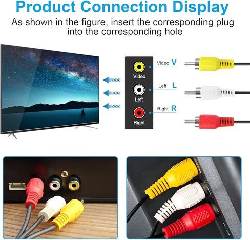 Arzweyk 6FT PS2 PS3 كابل فيديو صوتي، RCA AV إلى كابلات التلفزيون، سلك توصيل ملحقات وحدة التحكم في الألعاب لسوني بلاي ستيشن 2، PS3 Slim 2، Slim 3 in Saudi Arabia