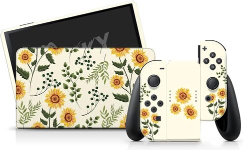 تصميم Tacky Sunflowers Skin متوافق مع Nintendo Switch OLED Skin Blossom Vinyl 3M Pink Nintendo Switch OLED مجموعة ملصقات LED - مفتاح جلد OLED لوحدة التحكم ، حوض السمك ، جوي كون - ملصق لف كامل in Saudi Arabia