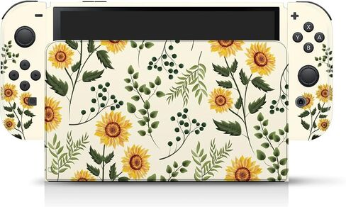 تصميم Tacky Sunflowers Skin متوافق مع Nintendo Switch OLED Skin Blossom Vinyl 3M Pink Nintendo Switch OLED مجموعة ملصقات LED - مفتاح جلد OLED لوحدة التحكم ، حوض السمك ، جوي كون - ملصق لف كامل in Saudi Arabia