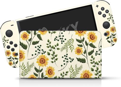 تصميم Tacky Sunflowers Skin متوافق مع Nintendo Switch OLED Skin Blossom Vinyl 3M Pink Nintendo Switch OLED مجموعة ملصقات LED - مفتاح جلد OLED لوحدة التحكم ، حوض السمك ، جوي كون - ملصق لف كامل in Saudi Arabia