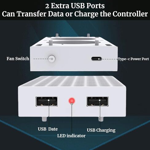 حامل مروحة تبريد لوحدة تحكم Xbox Series S، حامل رأسي أرفين مزدوج الأغراض مع نظام تبريد سريع، 3 مستويات سرعة قابلة للتعديل، 2 منافذ USB إضافية، 2 حامل مضاد للانزلاق ومؤشر LED in Kuwait