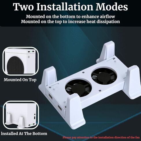 حامل مروحة تبريد لوحدة تحكم Xbox Series S، حامل رأسي أرفين مزدوج الأغراض مع نظام تبريد سريع، 3 مستويات سرعة قابلة للتعديل، 2 منافذ USB إضافية، 2 حامل مضاد للانزلاق ومؤشر LED in Kuwait