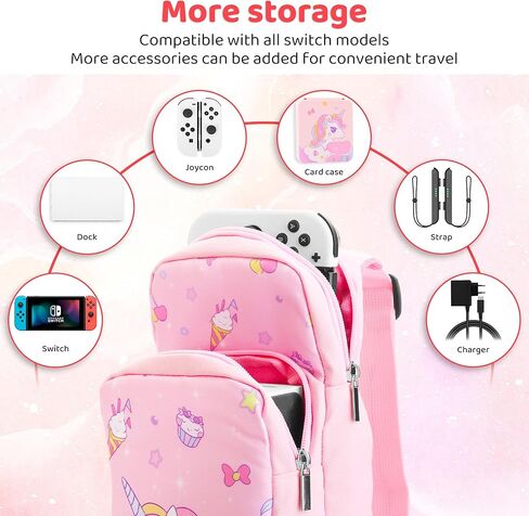 حقيبة سفر فندياري لجهاز نينتندو سويتش، وحقيبة حمل OLED وLite، ومجموعة حقيبة كتف محمولة للتبديل، ومجموعة ملحقات حقيبة ظهر كروس مع حقيبة ألعاب وغطاءين للإبهام - لسوبر ماريو in Kuwait