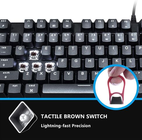 فيلوكيفاير كيبورد ميكانيكي لاسلكي TKL02WS 87 مفتاح مريح مع مفاتيح بنية، اضاءة خلفية LED بيضاء لمؤلفي النصوص والطباعين والمبرمجين in Saudi Arabia