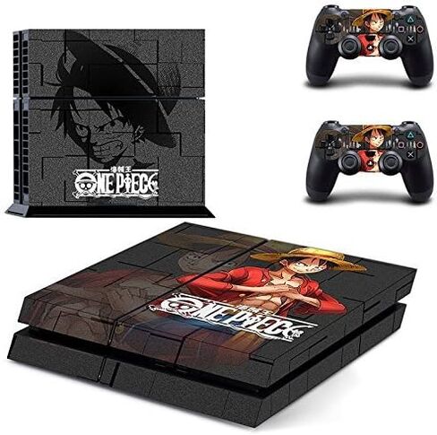 MightySticker® PS4 مصمم الجلد لعبة وحدة تحكم + 2 ملصقات واقية من الفينيل ملصقات fSony PlayStation 4 - قطعة واحدة Anime Monkey D. Luffy Straw Hat Pirate Warriors Skull Logo in Saudi Arabia
