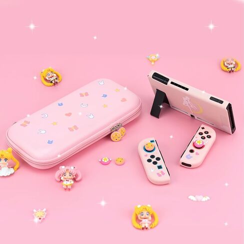 BelugaDesign Pink Puff Ball Case | Cute Kawaii Anime Pink Pastel Cover for Girls | Dockable Star Allies Forgotten Land | Compatible with Regular Nintendo Switch Standard [Video Game] in Saudi Arabia