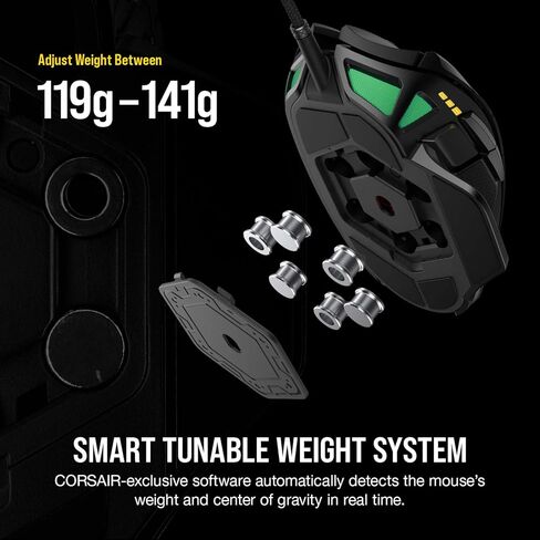 Corsair Nightsword RGB, Performance Tunable FPS/MOBA Gaming Mouse, Black, Backlit RGB LED, 18000 DPI, Optical (Renewed) in Saudi Arabia