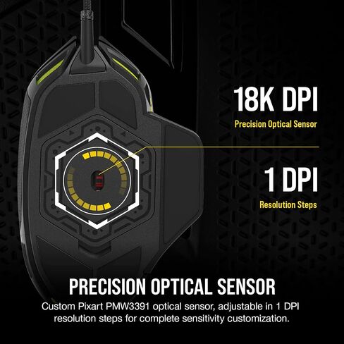 Corsair Nightsword RGB, Performance Tunable FPS/MOBA Gaming Mouse, Black, Backlit RGB LED, 18000 DPI, Optical (Renewed) in Saudi Arabia