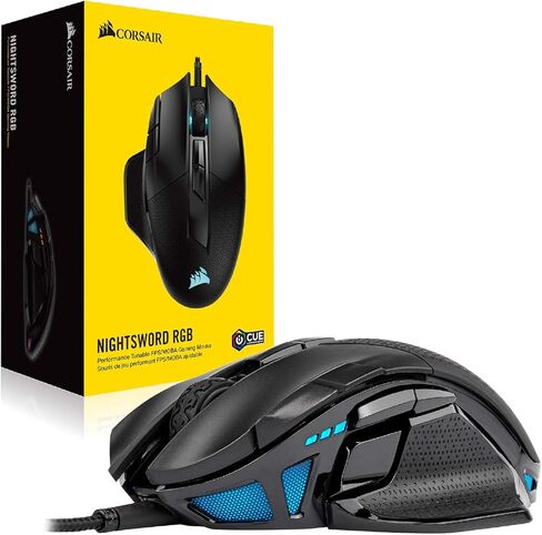 Corsair Nightsword RGB, Performance Tunable FPS/MOBA Gaming Mouse, Black, Backlit RGB LED, 18000 DPI, Optical (Renewed) in Saudi Arabia