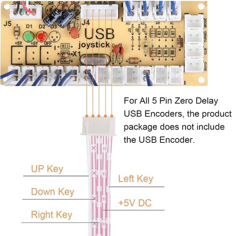 DKARDU 5Pin Cable for Mayflash F300 Joystick for SANWA Joystick, JST XH 2.54mm 0.1" Pitch Female to Female Connector Adapter for Zero Delay USB Encoder, 20cm, 20PCS in Saudi Arabia