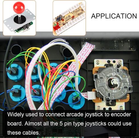 DKARDU 5Pin Cable for Mayflash F300 Joystick for SANWA Joystick, JST XH 2.54mm 0.1" Pitch Female to Female Connector Adapter for Zero Delay USB Encoder, 20cm, 20PCS in Saudi Arabia
