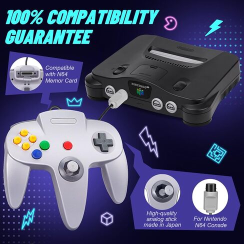 وحدة التحكم N64، عصا التحكم السلكية الكلاسيكية في الألعاب FISUPER لوحدة التحكم N64 (رمادي) in Kuwait