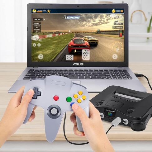 وحدة التحكم N64، عصا التحكم السلكية الكلاسيكية في الألعاب FISUPER لوحدة التحكم N64 (رمادي) in Kuwait