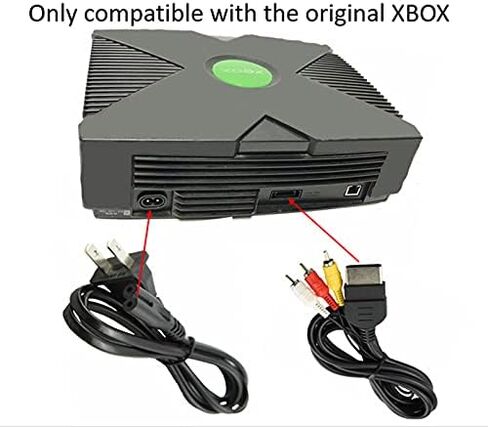 مصدر طاقة التيار المتردد + كابل محول الصوت والفيديو RCA AV لمجموعة حزمة نظام وحدة تحكم ألعاب XBox الأصلية in Kuwait