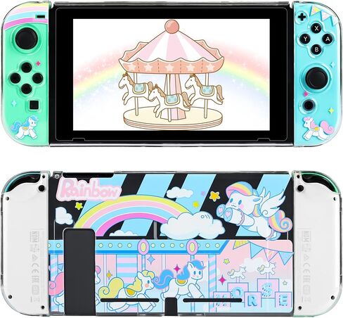 حافظة واقية لطيفة من فانبل لجهاز نينتيندو سويتش، حافظة غطاء من البولي كربونات مع قرص قوس قزح متوافق مع وحدة التحكم وجوي كون، ملحقات الجلد كاواي مقاومة للصدمات، مقاومة للماء، مضادة للبصمات in Kuwait