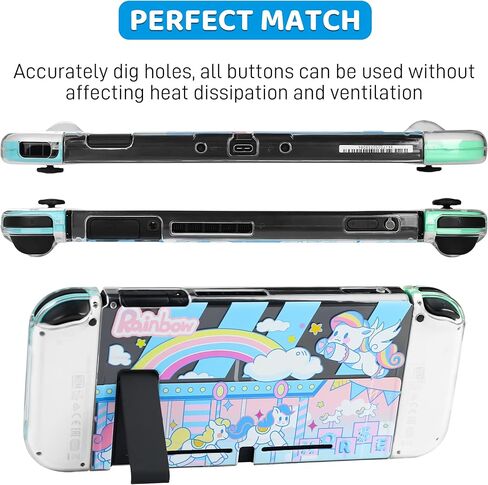 حافظة واقية لطيفة من فانبل لجهاز نينتيندو سويتش، حافظة غطاء من البولي كربونات مع قرص قوس قزح متوافق مع وحدة التحكم وجوي كون، ملحقات الجلد كاواي مقاومة للصدمات، مقاومة للماء، مضادة للبصمات in Kuwait