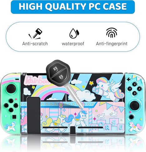 حافظة واقية لطيفة من فانبل لجهاز نينتيندو سويتش، حافظة غطاء من البولي كربونات مع قرص قوس قزح متوافق مع وحدة التحكم وجوي كون، ملحقات الجلد كاواي مقاومة للصدمات، مقاومة للماء، مضادة للبصمات in Kuwait