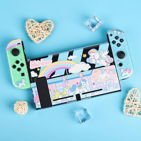 حافظة واقية لطيفة من فانبل لجهاز نينتيندو سويتش، حافظة غطاء من البولي كربونات مع قرص قوس قزح متوافق مع وحدة التحكم وجوي كون، ملحقات الجلد كاواي مقاومة للصدمات، مقاومة للماء، مضادة للبصمات in Kuwait