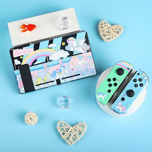 حافظة واقية لطيفة من فانبل لجهاز نينتيندو سويتش، حافظة غطاء من البولي كربونات مع قرص قوس قزح متوافق مع وحدة التحكم وجوي كون، ملحقات الجلد كاواي مقاومة للصدمات، مقاومة للماء، مضادة للبصمات in Kuwait