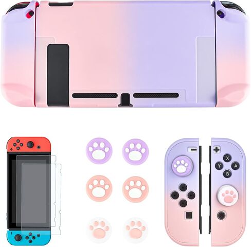 DLseego Switch Full Protective Case Cover Designed for Switch Joy-Con Controllers with Glass Screen Protector, Anti-Scratch [Baby Skin Touch] Grip Cover - Blue in Saudi Arabia