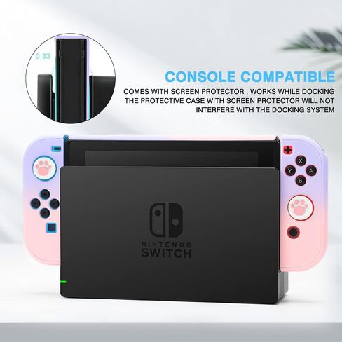 DLseego Switch Full Protective Case Cover Designed for Switch Joy-Con Controllers with Glass Screen Protector, Anti-Scratch [Baby Skin Touch] Grip Cover - Blue in Saudi Arabia