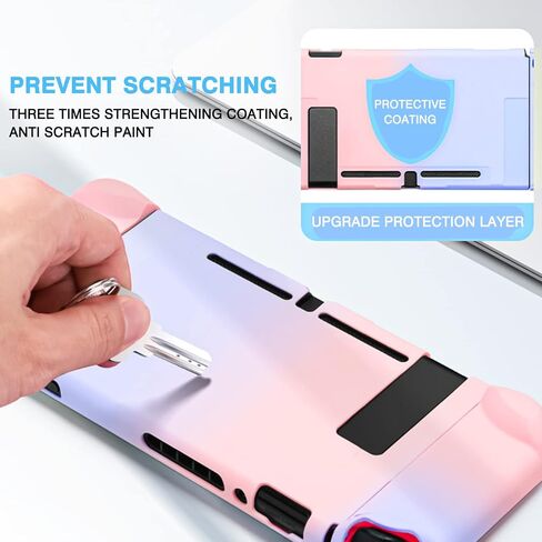 DLseego Switch Full Protective Case Cover Designed for Switch Joy-Con Controllers with Glass Screen Protector, Anti-Scratch [Baby Skin Touch] Grip Cover - Blue in Saudi Arabia