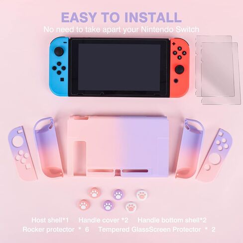 DLseego Switch Full Protective Case Cover Designed for Switch Joy-Con Controllers with Glass Screen Protector, Anti-Scratch [Baby Skin Touch] Grip Cover - Blue in Saudi Arabia