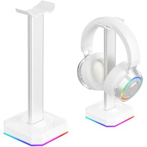 حامل سماعات TuparGo لمصابيح المكتب RGB مع 3 منافذ USB لتوصيل لوحة المفاتيح أو الماوس أو سماعة الرأس أو الشحن، مناسب لجميع سماعات الرأس فوق الأذن (أسود)