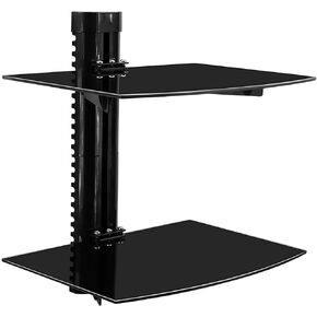 Mount-It! Floating TV Shelf, Tempered Glass, Aluminum Frame, Black in Kuwait
