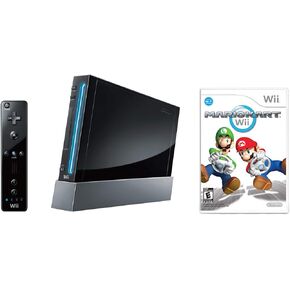 Wii Console with Mario Kart Wii Bundle - Black (Renewed)