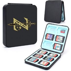 DLseego New Leaf Game Case for Switch Lite/Switch/Switch OLED, 12 Slots Game Cards Holder and 12 Micro SD Card Slots, Cartoon Portable Game Card Storage Cartridge Box -- Green