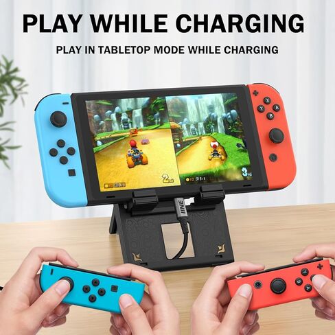 حامل تبديل IINE، حامل لعب قابل للطي لوحدة تحكم التبديل، حامل قابل للتعديل بنمط Zelda متوافق مع Nintendo Switch/Oled/Lite/Steamdeck/Ipad/الهاتف الذكي/kindle in Kuwait