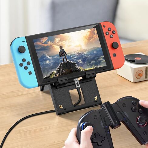 حامل تبديل IINE، حامل لعب قابل للطي لوحدة تحكم التبديل، حامل قابل للتعديل بنمط Zelda متوافق مع Nintendo Switch/Oled/Lite/Steamdeck/Ipad/الهاتف الذكي/kindle in Kuwait