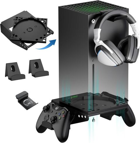 Narati Wall Mount for Xbox Series X - مجموعة أدوات التثبيت على الحائط لـ Xbox Series X 4 في 1 - 2 حامل وحدة تحكم وخطاف سماعة رأس - قابل للدوران لتركيب وحدة التحكم الخاصة بك متجهة للأمام in Saudi Arabia