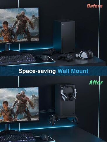 Narati Wall Mount for Xbox Series X - مجموعة أدوات التثبيت على الحائط لـ Xbox Series X 4 في 1 - 2 حامل وحدة تحكم وخطاف سماعة رأس - قابل للدوران لتركيب وحدة التحكم الخاصة بك متجهة للأمام in Saudi Arabia