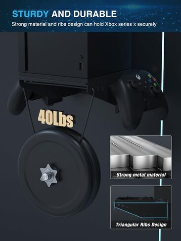 Narati Wall Mount for Xbox Series X - مجموعة أدوات التثبيت على الحائط لـ Xbox Series X 4 في 1 - 2 حامل وحدة تحكم وخطاف سماعة رأس - قابل للدوران لتركيب وحدة التحكم الخاصة بك متجهة للأمام in Saudi Arabia