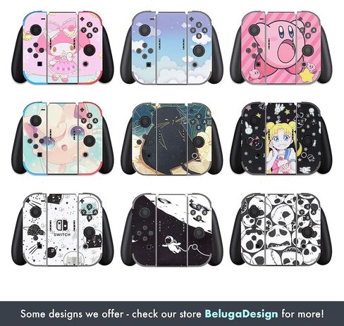 BelugaDesign Space Switch Skin | ملصق رائع من الفينيل للتغليف | مجرة سفينة الفضاء رائد الفضاء القمر لطيف | متوافق مع نينتندو سويتش (سويتش ستاندرد، أسود أبيض) in Kuwait