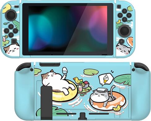 PlayVital Candy Rainbow Unicorn Protective Case for Nintendo Switch, Soft TPU Slim Case Cover for Nintendo Switch Joycon Console with Colorful ABXY Direction Button Caps in Saudi Arabia