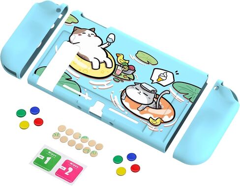 PlayVital Candy Rainbow Unicorn Protective Case for Nintendo Switch, Soft TPU Slim Case Cover for Nintendo Switch Joycon Console with Colorful ABXY Direction Button Caps in Saudi Arabia