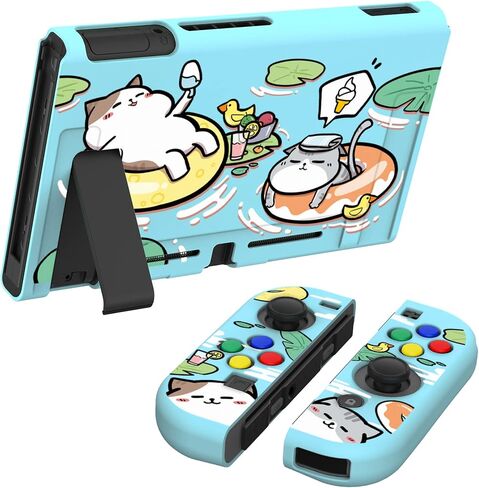 PlayVital Candy Rainbow Unicorn Protective Case for Nintendo Switch, Soft TPU Slim Case Cover for Nintendo Switch Joycon Console with Colorful ABXY Direction Button Caps in Saudi Arabia