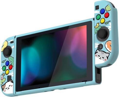 PlayVital Candy Rainbow Unicorn Protective Case for Nintendo Switch, Soft TPU Slim Case Cover for Nintendo Switch Joycon Console with Colorful ABXY Direction Button Caps in Saudi Arabia
